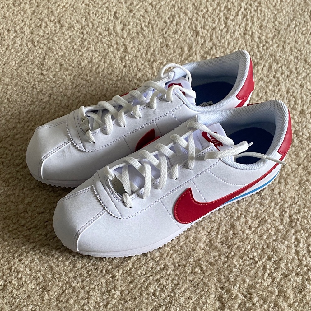 Nike White and Red Cortez Sneakers